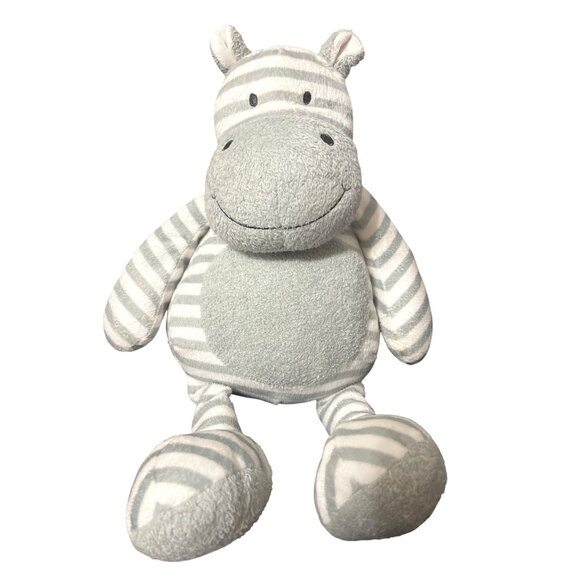 Giggle Baby Hippo Plush Gray White Striped Soft Cuddly Weighted Pellets 15" - Picture 2 of 12